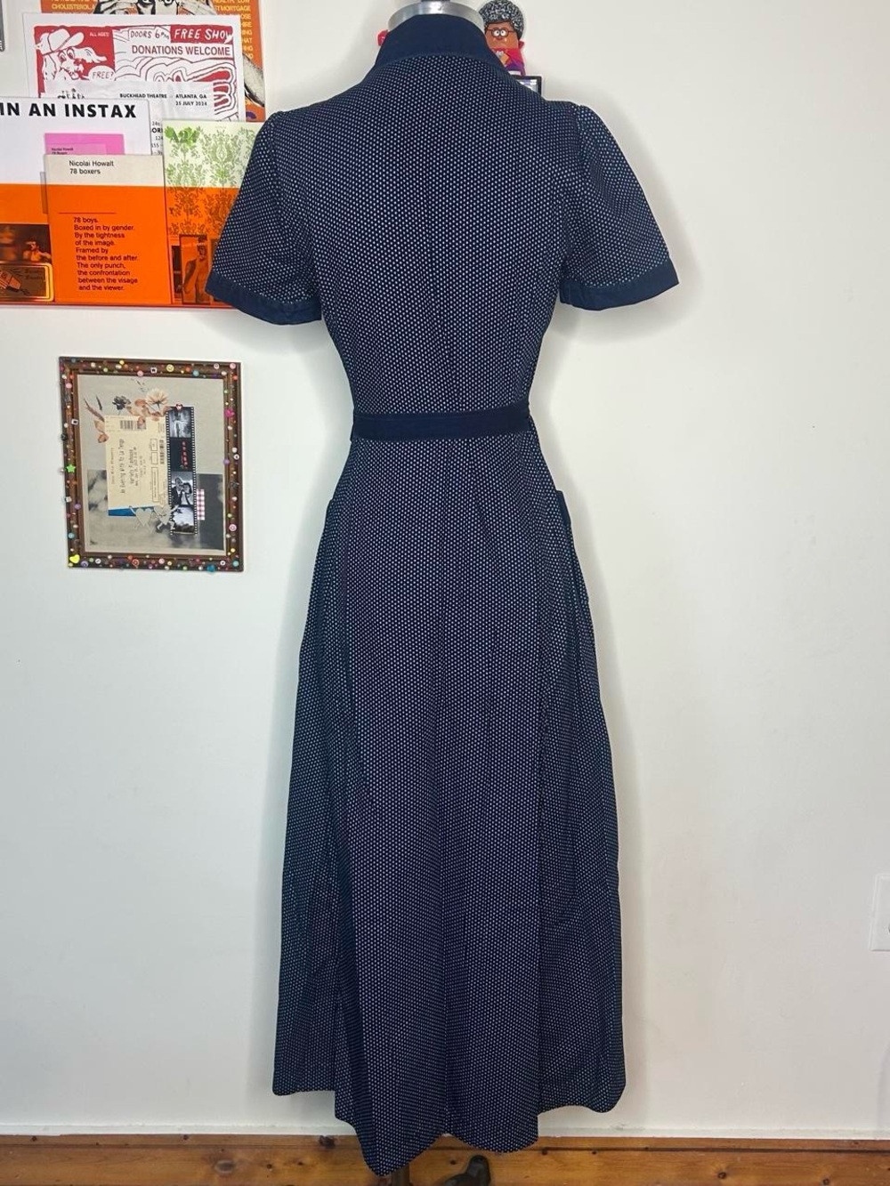 Double RL Ralph Lauren Indigo Polka Dot Cotton Wrap Dress - Picture 6 of 10